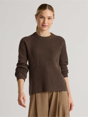 Quince Mongolian Cashmere Fisherman Crewneck Sweater